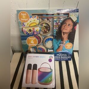 Girls Lot Moana Wooden Bangles Bracelet Activity Kit Portable Speaker Karaoke